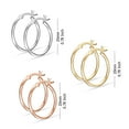 thumbnail image 5 of LeCalla 925 Sterling Silver Set of 3 Pairs Click-Top Hoop Earrings, Silver, Rose Gold, Yellow Gold, 20MM, 5 of 9