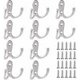 thumbnail image 1 of Juego de 20 ganchos de pared de postes de metal con tornillos, ganchos de pared para cocina, baño, armario, baño, plata, 1 of 5