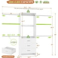 thumbnail image 7 of Homieasy Closet System, Closet Organizer with 3 Wooden Drawers, Closet Organizer System, Walk-in Closet Wardrobe Clothes Rack with 4 Hanging Rods, Garment Rack, White, 7 of 7