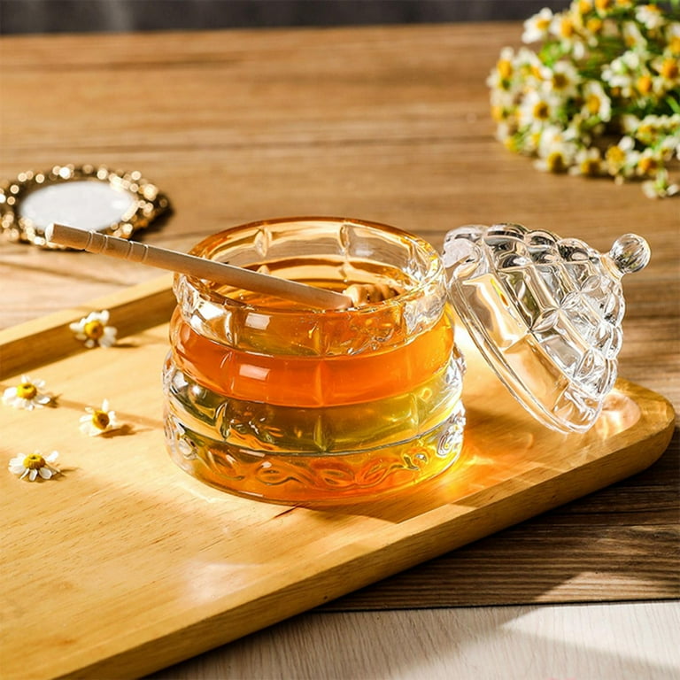 Barattolo Miele In Vetro 500ml Con Cucchiaio E Coperchio Legno - Dispenser Elegante - Foto 14