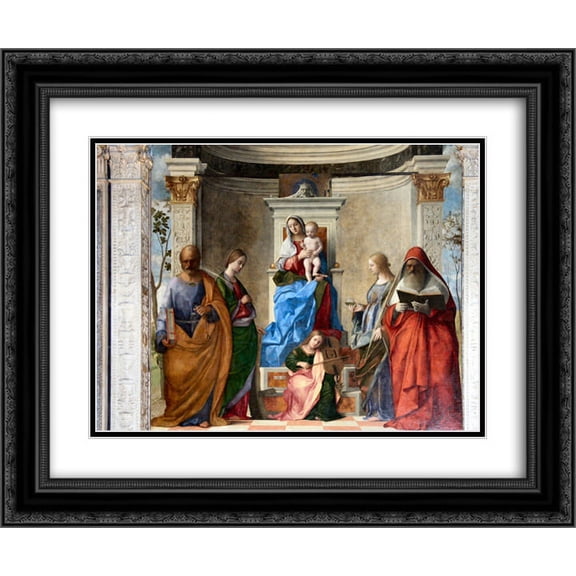 Giovanni Bellini 2x Matted 24x20 Black Ornate Framed Art Print 'Sacred Conversation'