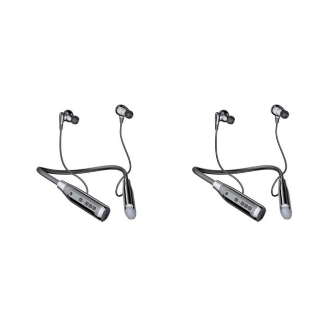 Seitruly Auriculares para colgar en el cuello Auriculares deportivos estéreo 5.0 compatibles con Bluetooth Negro Tipo 3 2Conjunto