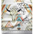 thumbnail image 1 of Soimoi Cotton Jersey Fabric Triangle & Animal Face Print Sewing Fabric Yard 58 Inch Wide, 1 of 1