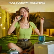Divoom Ditoo-Mic Pixel Art Portable Bluetooth Speaker with Wireless Karaoke Microphone, 15W, Green