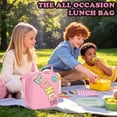 thumbnail image 2 of Lunch Box for Kids Boys Girls Men Women, Insulated Small Soft Cooler Lunch Bag Kit for School Work Picnic Travel - Reusable Portable lunchbox, Chenille Letters, Pink, 2 of 2