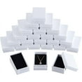 thumbnail image 1 of 24 cajas de joyería de cartón texturizado blanco, 8,1 x 5 cm (3,2 x 2 pulgadas), caja de regalo de cartón con esponja negra en el interior., 1 of 9