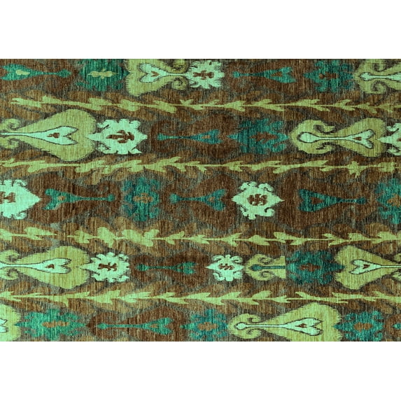 Ahgly Company Machine Washable Indoor Rectangle Abstract Turquoise Blue Modern Area Rugs, 6' x 9'