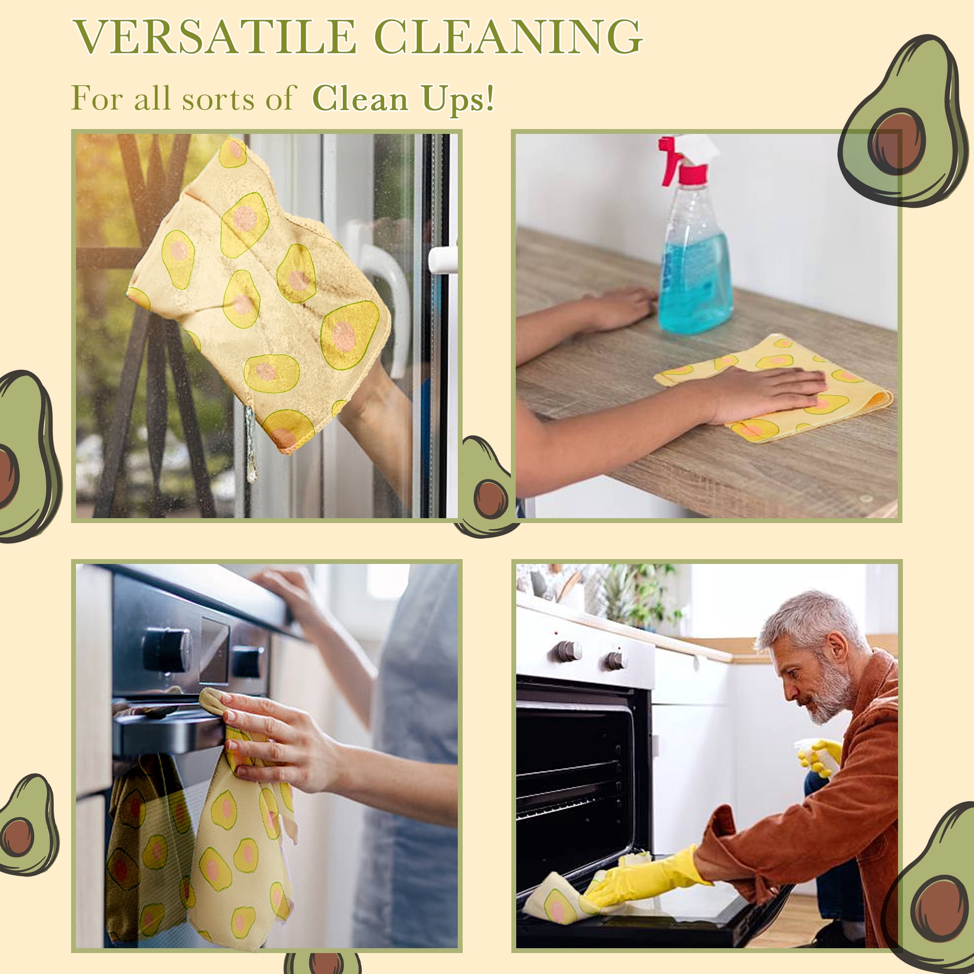 Minasuki 25 Pack Reusable Paper Towels - Paperless Paper Towels Washable Kitchen Cloth Zero Waste 10"x10", Avocado