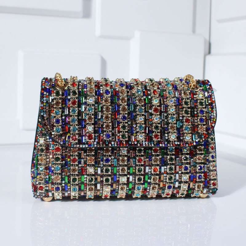 Vintage Women’s Bag Mini Crossbody Shoulder Bag Chain Strap Clutch Purse Rhinestone Evening Bag Crystal Embellishment Messenger Bag Fashion Accessory Casual Totes Multicolor Gold Silver Black Hobos