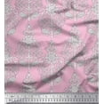 thumbnail image 1 of Soimoi Cotton Cambric Fabric Leaves & Floral Block Printed Fabric 1 Yard 56 Inch Wide, 1 of 3