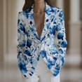 thumbnail image 2 of ZHOGXU Womens Plus Size Coat Blue Floral Print Notched Formal Suit Jacket Modern Fancy,Workout Daily Wear,Blue,XXL, 2 of 4