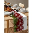 thumbnail image 6 of Red Christmas Burlap-Cotton Table Runner 70 Inches Long,Green Pine Branch Snowflake Winter Farmhouse Table Runners,Outdoor Dining Tablecloths Decor for Baby Shower Party Wedding 13x70, 6 of 9