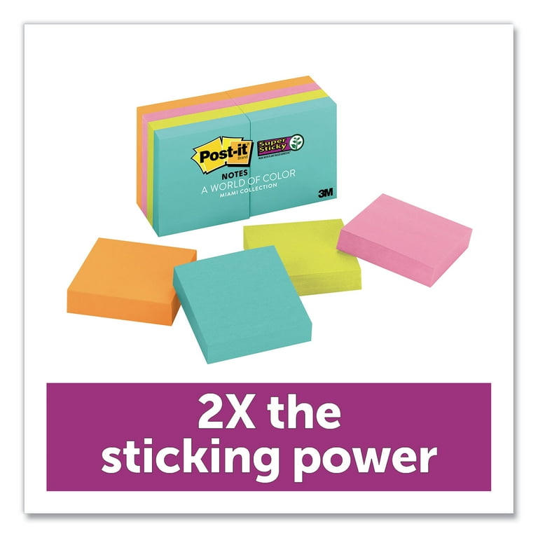 Post-it Pads in Supernova Neon Collection Colors, 2 x 2, 90 Sheets Per  Pad, 8 Pads Per Pack