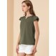 thumbnail image 4 of Camiseta Manga Tulipán Cuello En V Básico Para Mujer Verde oliva M, 4 of 6