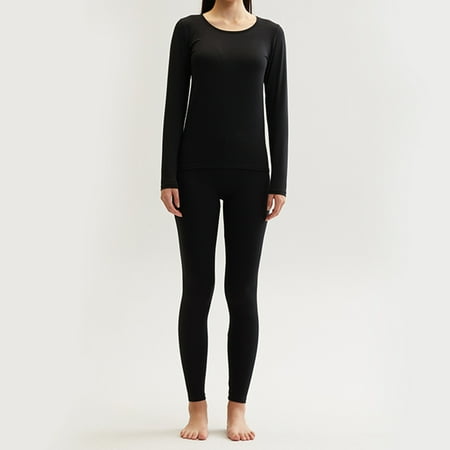 

Aueoeo Thermal Long Sleeve Women Plus Size Thermal Shirts for Women Women s Tight Round Neck Cotton Wool Thermal Underwear Pure Cotton Autumn Clothes and Trousers Two-Piece Set