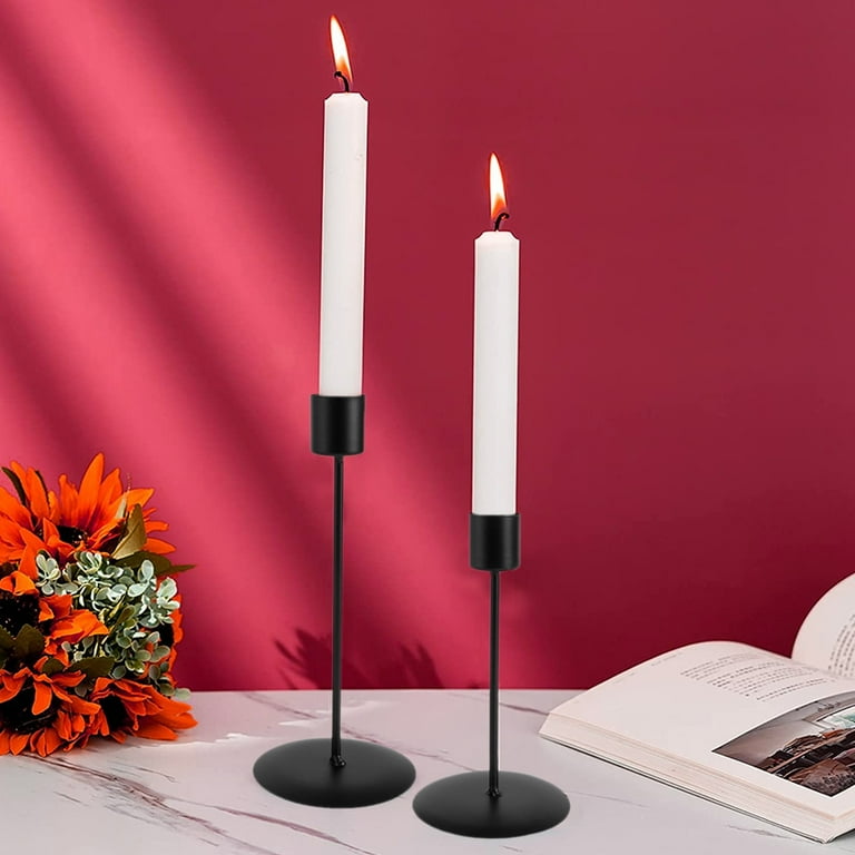 ODOMY Candle Stick Holders Set of 2, Metal Taper Black Candle Stands Set  Modern Elegant Decorative for Dinning Fireplace Wedding Party - Walmart.com