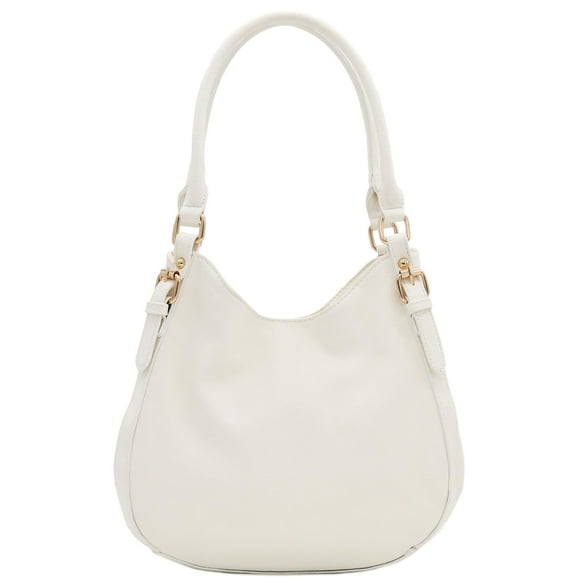 Bolso Hobo FashionPuzzle, ligero, de piel sintética, color blanco