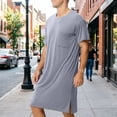 thumbnail image 4 of PBFRDSJ Modal Mens Loose Nightshirt Short Sleeve Crew Neck Casual T Shirt Thin Breathable Summer Nightwear, 4 of 9
