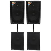 2) Peavey DM 115 15" 1000 Watt Powered PA Speakers+2) DM115 1000 Watt Subwoofers
