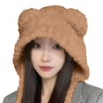 thumbnail image 3 of CYSFASHION Beanie for Women Fleece Winter Hat With Ear Flaps Y2K Trapper Hat Funny Wool Beanie Khaki, 3 of 7