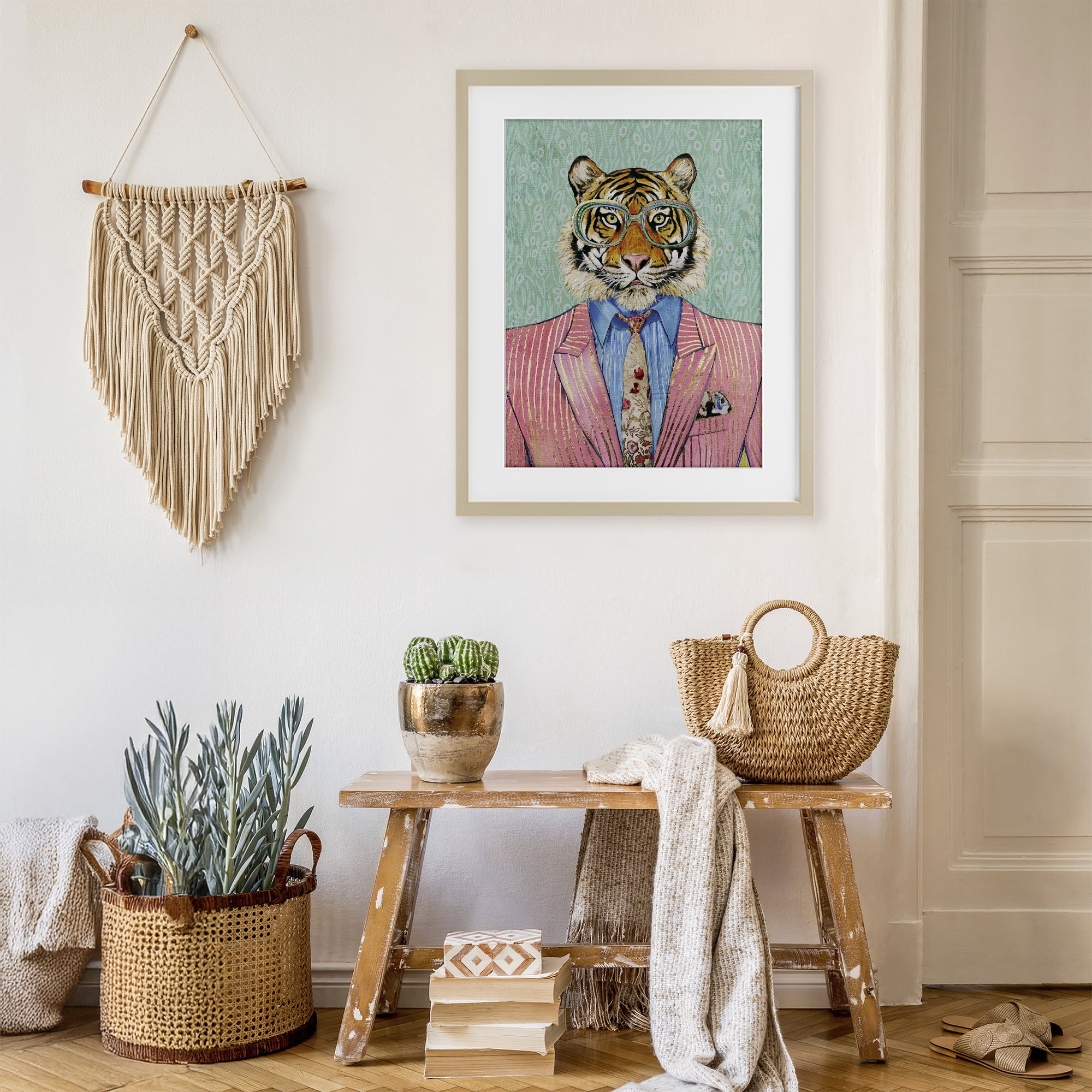 Stupell Industries Sharp Tiger Outfit Birch Framed Print Under Glass, design by Svetlana Aleynikova