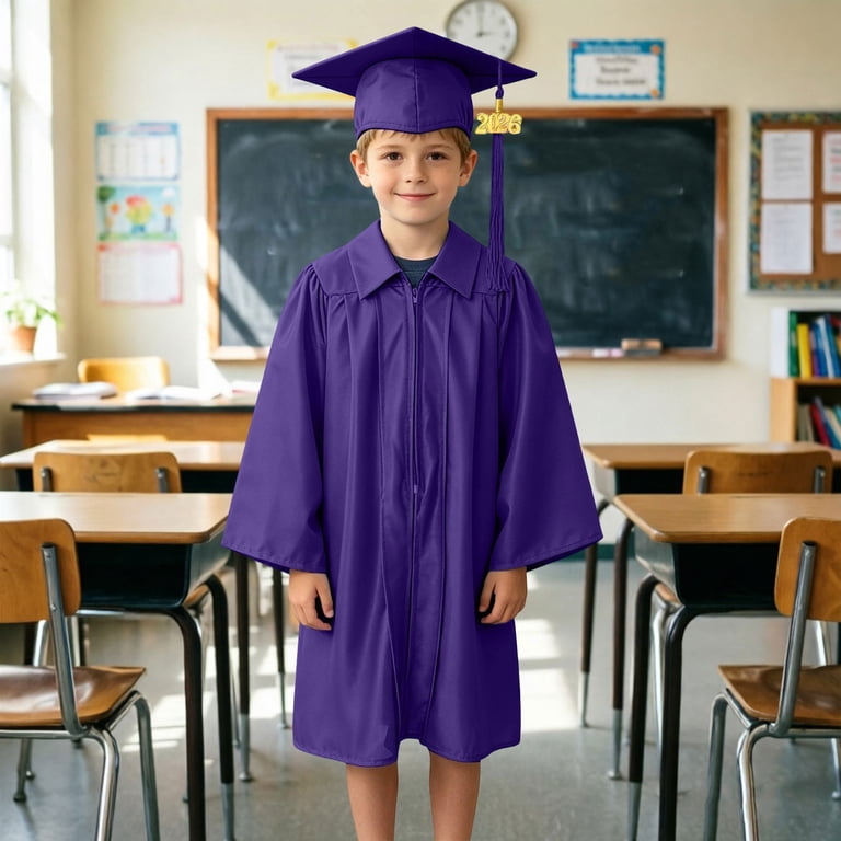 violet graduation dress WELOIJEVBE Kids Cap and Gown for Toddlers Graduation Celebration Outfit Purple Cap and Gown Set 6-7 Years look-nicola-faux-fur-hem-mini-dress-cherry