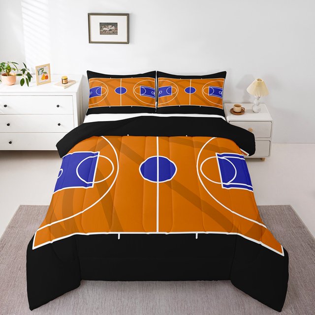 Erosebridal Ensembles de Literie Terrain de Basketball Double avec Couette, Insert de Couette de Jeu de Balle pour Enfants Ados, Réversible