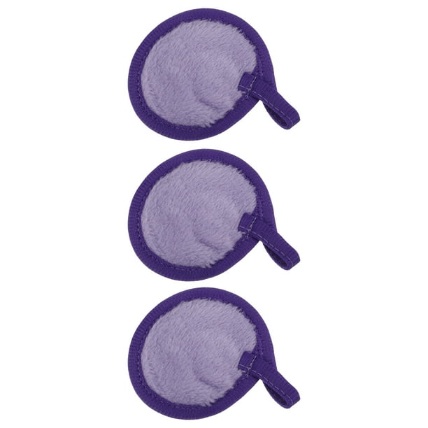 Almohadillas de franela suave, 3 uds, removedor de maquillaje reutilizable, almohadillas ecológicas, limpieza de maquillaje Facial para la mayoría de los tipos de piel, lavanda púrpura