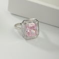 thumbnail image 3 of Elegant Radiant Cut Engagement Rings for Women 8 Carat Crushed Ice Wedding Ring Sterling Silver CZ Statement Pink Cocktail Rings for Her, 3 of 7