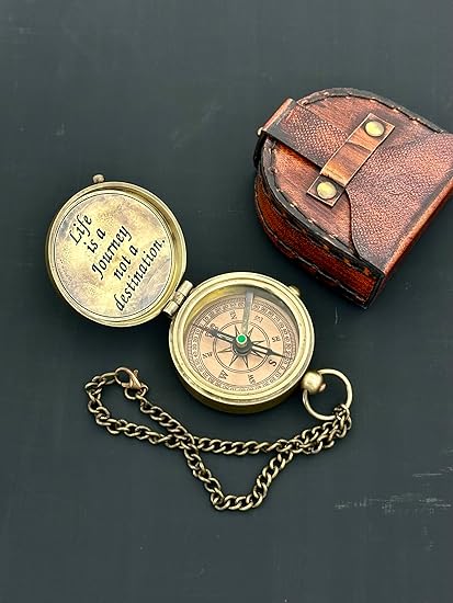 Unique Gifts for Men, Engraved Compass - Life is a Journey not a Destination - Unique Gifts for Fathers, dad, for him Gifts Husband, Husband