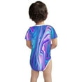 thumbnail image 3 of Xecao Swirl Blue And Purple Pattern Baby Climbing Bodysuit Short Sleeve Onesie Unisex 0-12 Months Baby Shirt Newborn Outfits Crotch snap design-, 3 of 6
