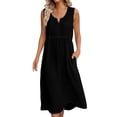 thumbnail image 2 of Dxzfnsa Women's Cotton Linen Dresses Womens Loose Casual Midi Cotton Dresses Solid Color Sleeveless Beach Sundress Summer Trendy Tank Top Dresses with Pockets, 2 of 4
