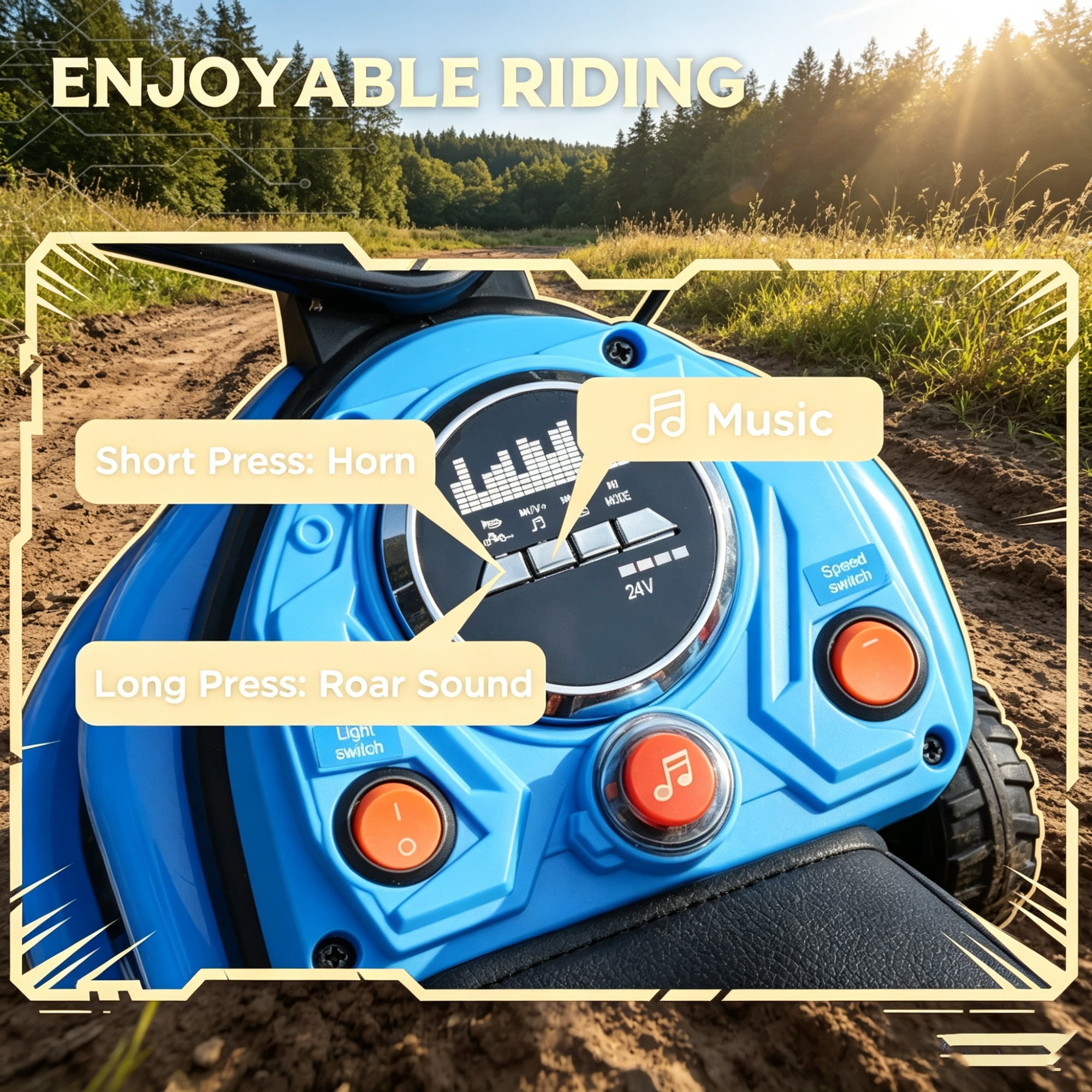 24V 350W Electric Dirt Bike, Twist Grip Throttle up to 15 MPH Ideal for Ages 13+ with Adult Supervision Required, Blue