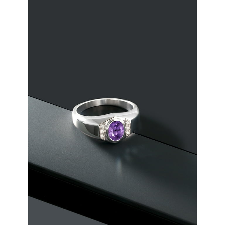 Gem Stone King Men's 925 Sterling Silver Purple Amethyst and