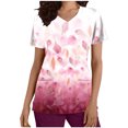 thumbnail image 2 of Snoarin Hauts de Travail Grande Taille pour Femmes Mode Manches Courtes Col en V Uniformes de Travail Imprimés avec Poche Blouse Hauts Uniformes de Travail pour Femmes en Liquidation, 2 of 4