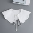 thumbnail image 3 of Aellinatey Korean Women False Collar Shawl Scalloped Wave Trim White Half Shirt Capelet, 3 of 11