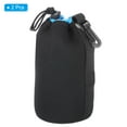 thumbnail image 3 of Uxcell Camera Lens Bag, 3.9" IDx7.1" H Drawstring Lens Pouch with Thick Protective Neoprene, Black Blue 2Pack, 3 of 6