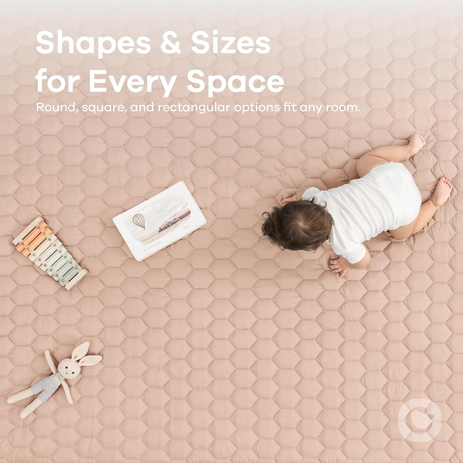Comfy Cubs Premium Play Mat, Round (Large) 60" - Kids & Toddler Play Mat Non-Slip Bottom - Blush