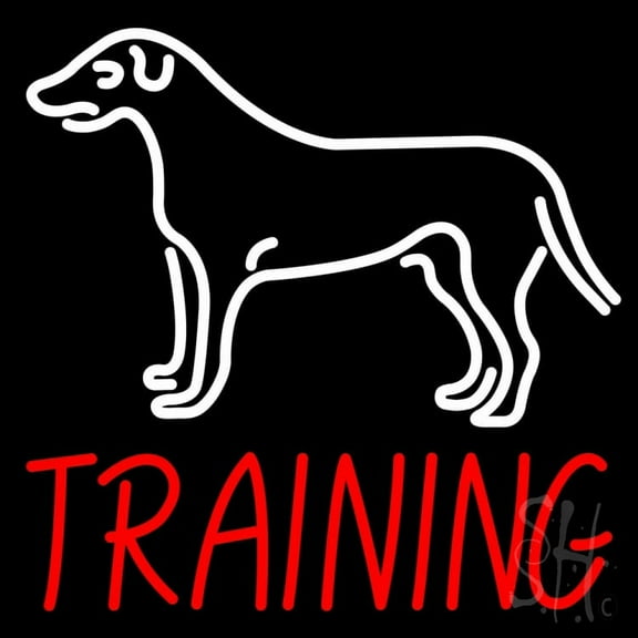 Dog Training LED Neon Sign 16" Tall x 16" Wide - inches Black Square Cut Acrylic Backing, with Dimmer - Premium built indoor Sign for Club, Home décor, Event, Workshop, Storefront.