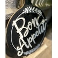 thumbnail image 6 of Parisloft Bon Appetit Bread-board Shaped Wood Sign with Rope Hanger，Black and White, 3D Farmhouse Wood Wall Decor for Dining Room, 16"H, 6 of 7