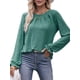 thumbnail image 2 of Camisas de Larga para Mujer, Moda Otoño 2025, Blusas Elegantes e Informales, Blusas Tipo Túnica Plisadas con Cuello Redondo. Verde S, 2 of 10