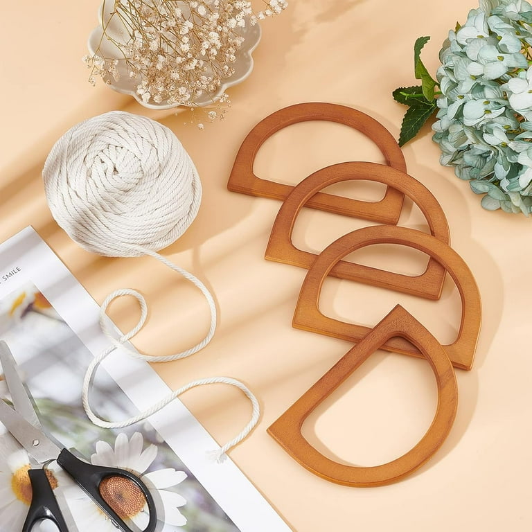 Macrame Handbag Making Kit Easy Macrame Bag DIY Kit for Adults Beginners Vintage Macrame Purse Kit with Wooden Handles 3mm Cotton Cord for Women