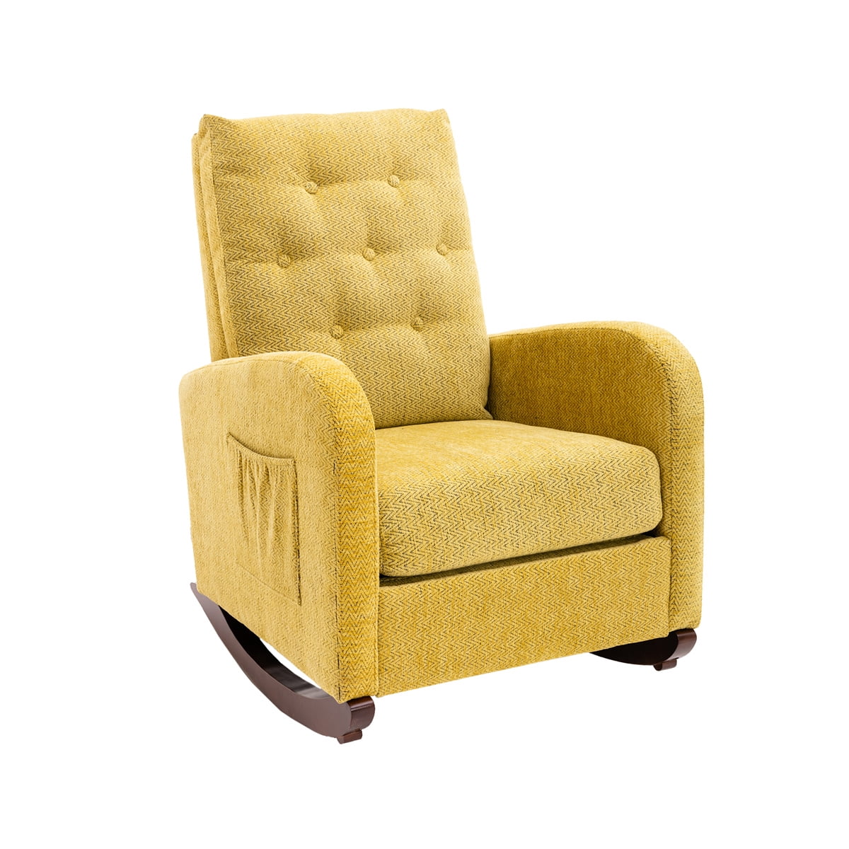 Modern Accent Nursery Rocking Chair with Plywood Frame and Wooden Legs