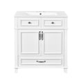 thumbnail image 4 of 30'' Bathroom Vanity with Ceramic Sink,Solid Wood Frame Bathroom Storage Cabinet with Soft Closing Doors,Retro Style, White, 4 of 22