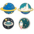 thumbnail image 1 of CIMAXIC Safety Pin 4pcs Planet Style Lapel Pin Delicate Safety Pin Mini Alloy Brooch (Mixed Style),0.91"X0.91"X0.39", 1 of 4