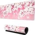 thumbnail image 2 of Pink Cherry Blossoms Gaming Mouse Pad XL, Large Non Slip Rubber Mousepad, Stitched Edges Desk Pad, Long Extended Mice Pad,31.5'' X 11.8'', 2 of 7