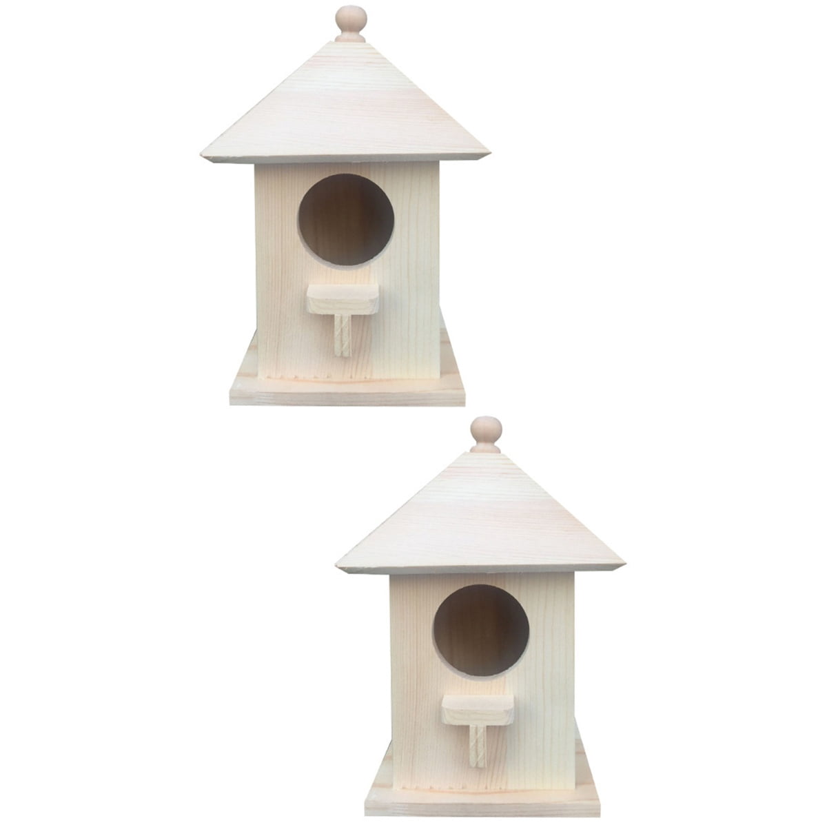 BERTDOMD 2-Pack Wooden Birdhouse Feeder for Wild Birds, Outdoor Hanging Nest Box, Bird Cage Accessory for Garden