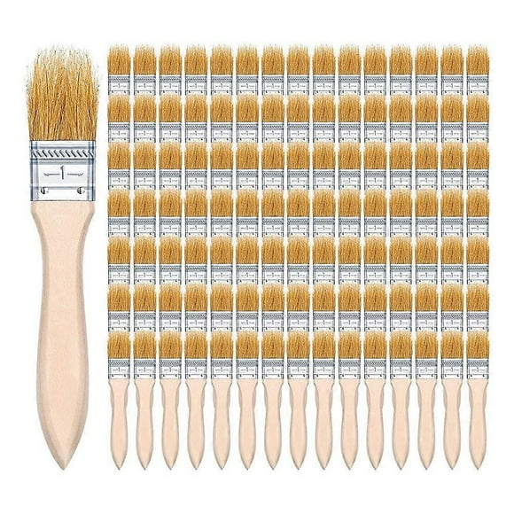 100Pcs 1 Inch Chip Paint Brushes Bulk, Small Paint Brush Brick Stain Paintbrushes Bristle Wood for