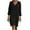 Black, variant on Herrnalise Women’s Dresses Summer 2024 Fashion Cotton And Linen V-neck Loose Three Quarter Sleeve Solid Knee-High Dress S-2XL