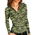 thumbnail image 2 of SAATLERI Womens Polo Shirt Long Sleeve Button Down V Neck T Shirt Fall Slim Fit Camo Shirt Comfy Dressy Blouses Tops for Women, 2 of 6